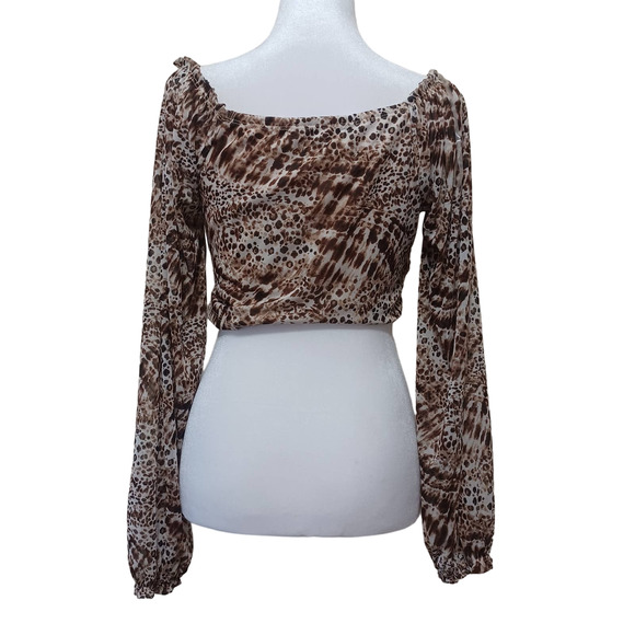 Almost Famous Long Sleeve Rouched Print Top Size L - Picture 4 of 4